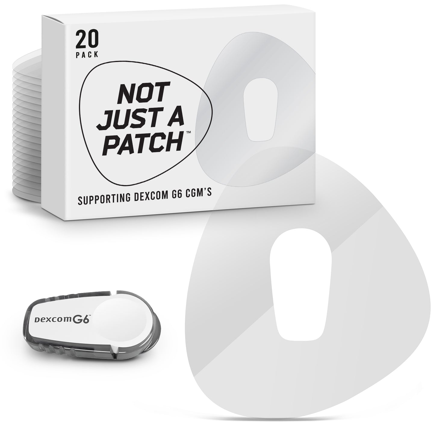 Caurspīdīgs plāksteris CGM sensoriem Dexcom One un G6 - Not Just a Patch - Caurspīdīgs - 20 gab