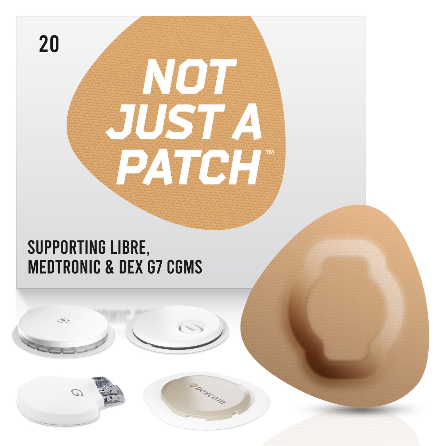 Plāksteris CGM sensoriem Dexcom One+, Freestyle Libre 1, 2 & 3 - Not Just a Patch - Bēšs - 20 gab