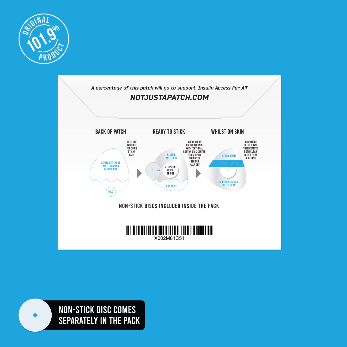 Caurspīdīgs plāksteris CGM sensoriem Freestyle Libre - Not Just a Patch - Caurspīdīgs - 20 gab