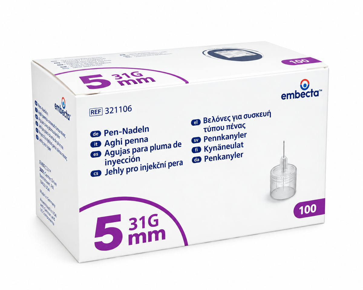 Embecta BD™ Microfine Plus Pen Needle - Insulīna injektora adata 5mm x 31G - 100 gab