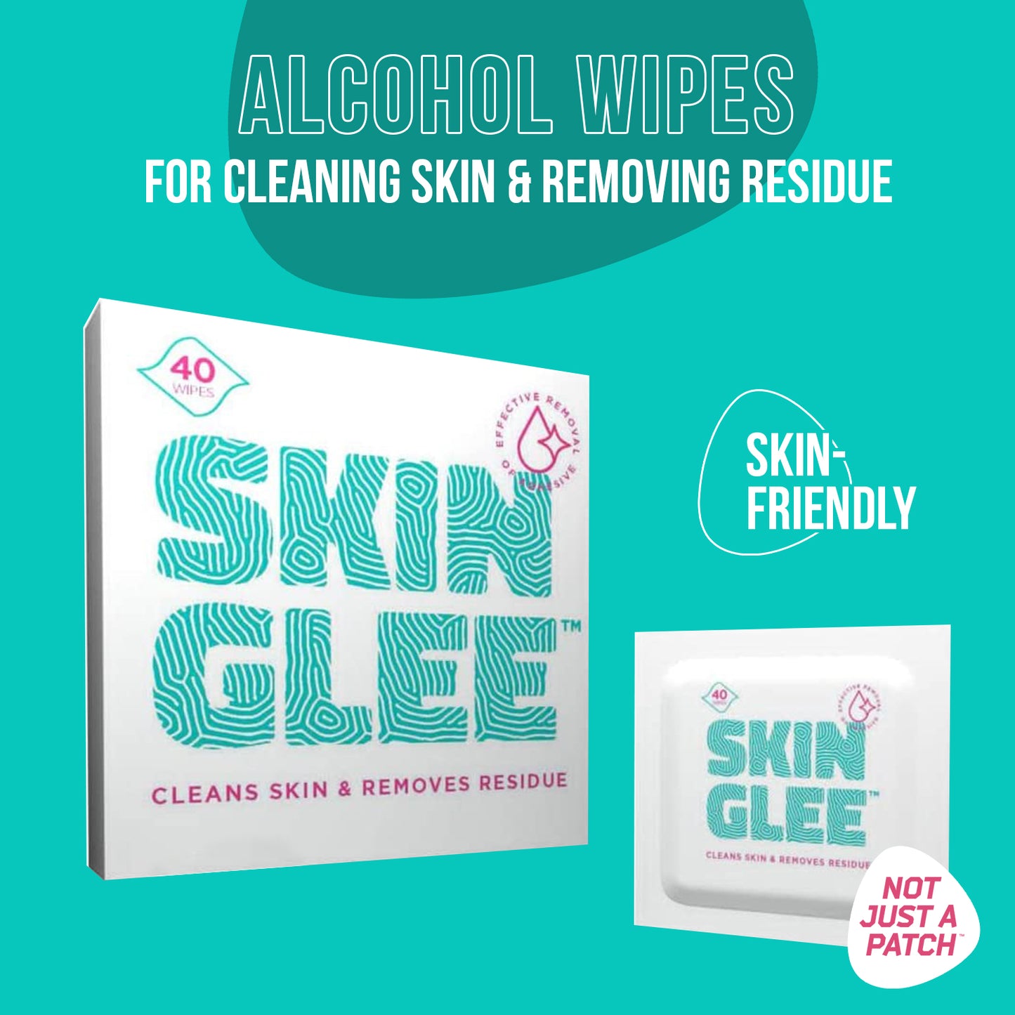Skin Glee - ādas tīrīšanas līdzeklis - Not Just a Patch - mitrās salvetes - 40 gab