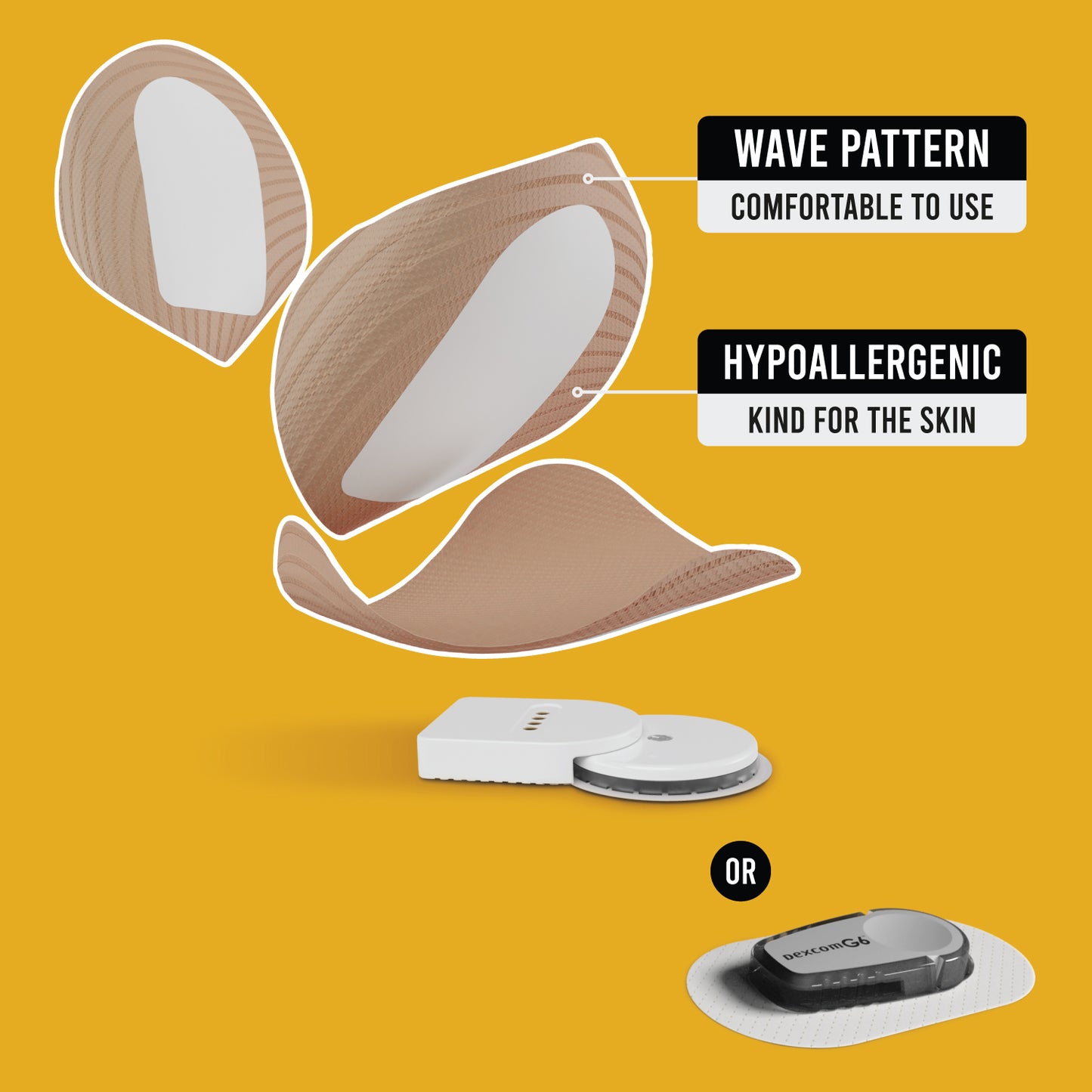 Plāksteris CGM sensoriem Dexcom One un G6 - Not Just a Patch - Bēšs - 20 gab