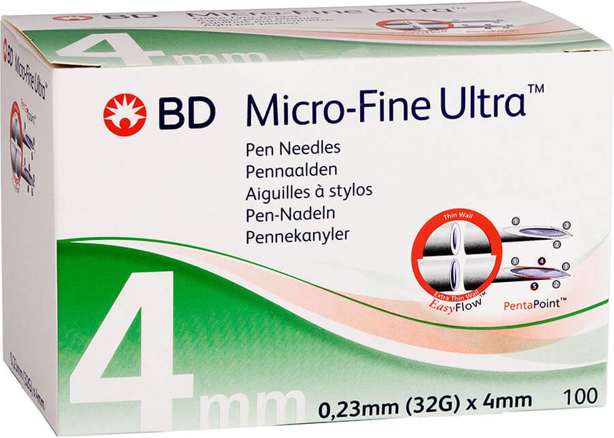 BD™ Micro-Fine Ultra Pen Needle - Insulīna injektora adata 4mm x 32G - 100 gab