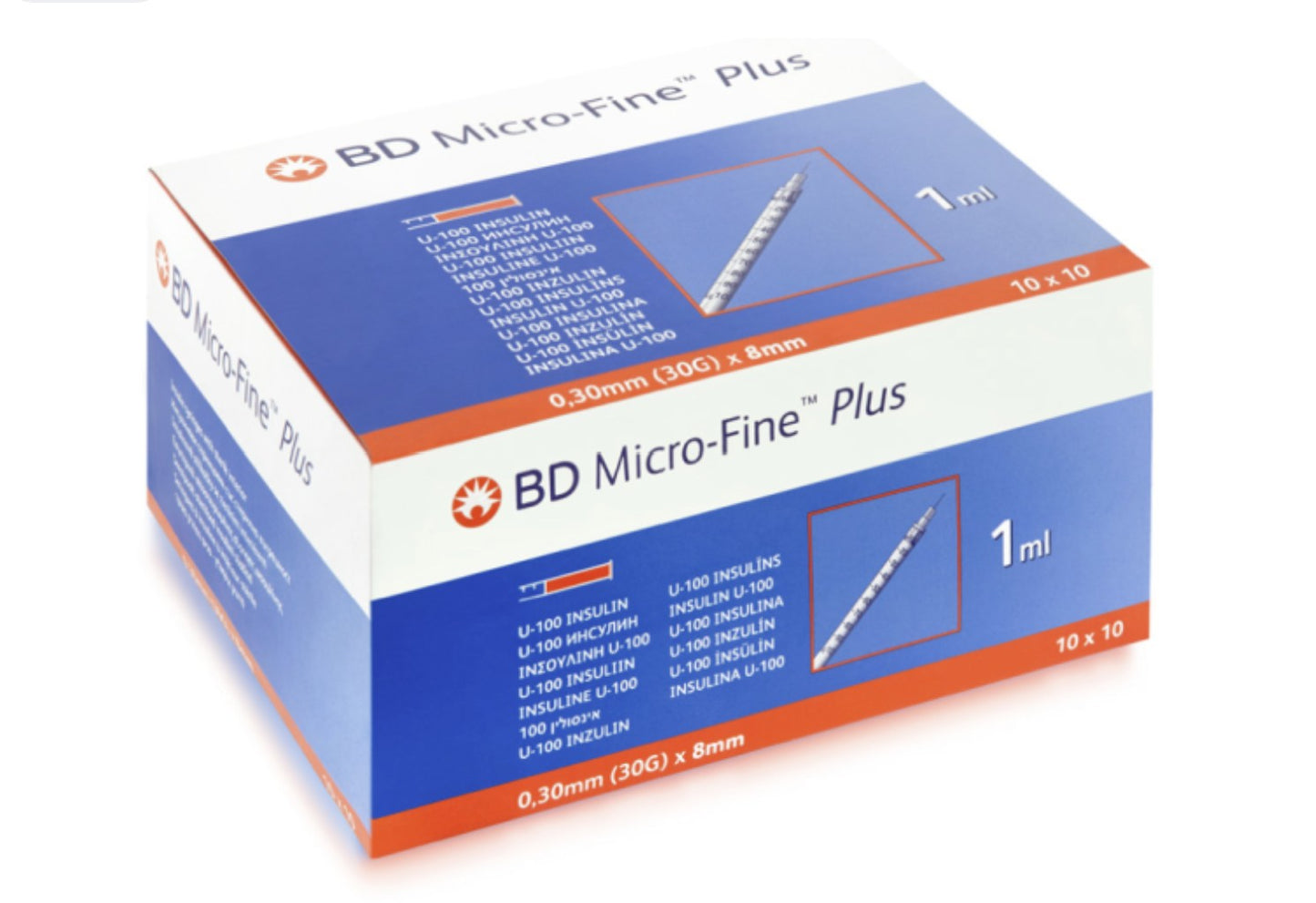 Becton Dickinson BD MicroFine Plus Insulīna Šļirce 1ml - 30G, 8mm - 100gab